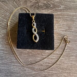 Elegant Gold and Silver CZ Infinity Pendant Necklace Sterling Silver 925